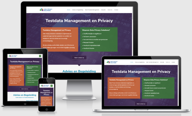 nieuwe website Data Privacy Solutions op verschillende apparaten
