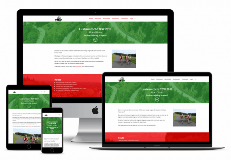 nieuwe website voor fietsclub TCW op verschillende apparaten