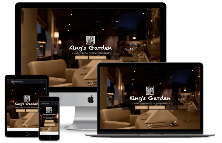 nieuwe website restaurant King's garden op verschillende apparaten