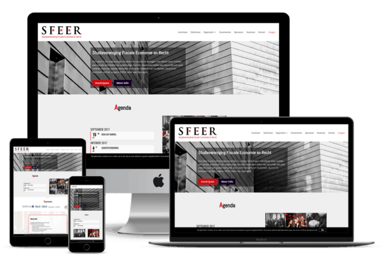 nieuwe website studievereniging SFEER op verschillende apparaten